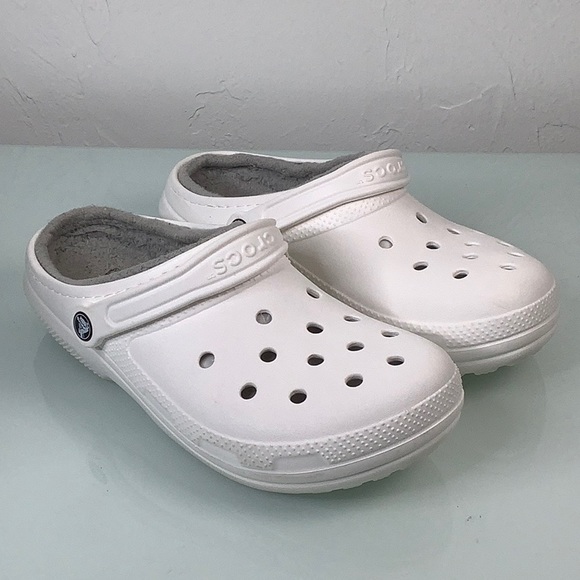 CROCS classic white Lined Dual Comfort clogs unisex size 10 women 8 men EUC - Picture 1 of 12